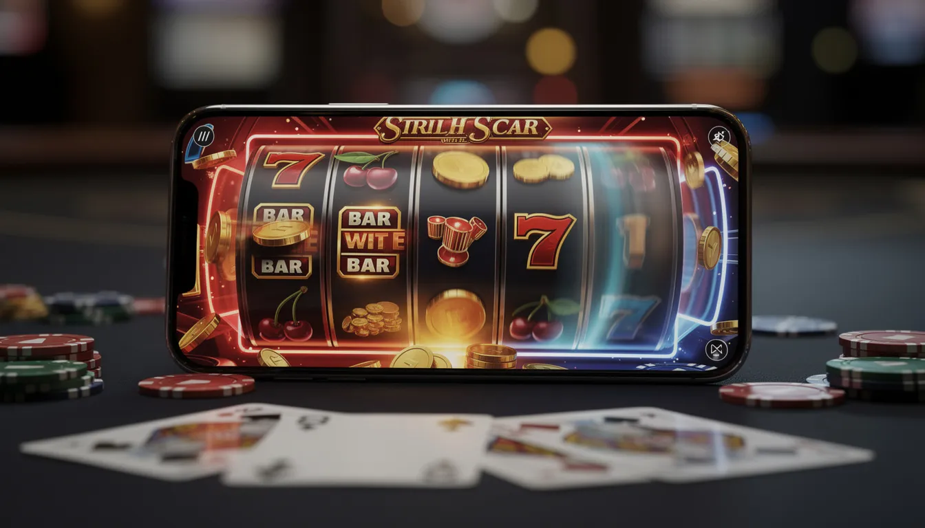 En smartphone visar ett färgglatt gränssnitt för ett casinospel med snurrande hjul, där spelaren har chansen att "hold the jackpot" med "mighty wild panther" och "9 lions" som teman. Spelet erbjuder en unik spelupplevelse med bonusfunktioner och en "cash infinity" nivå.