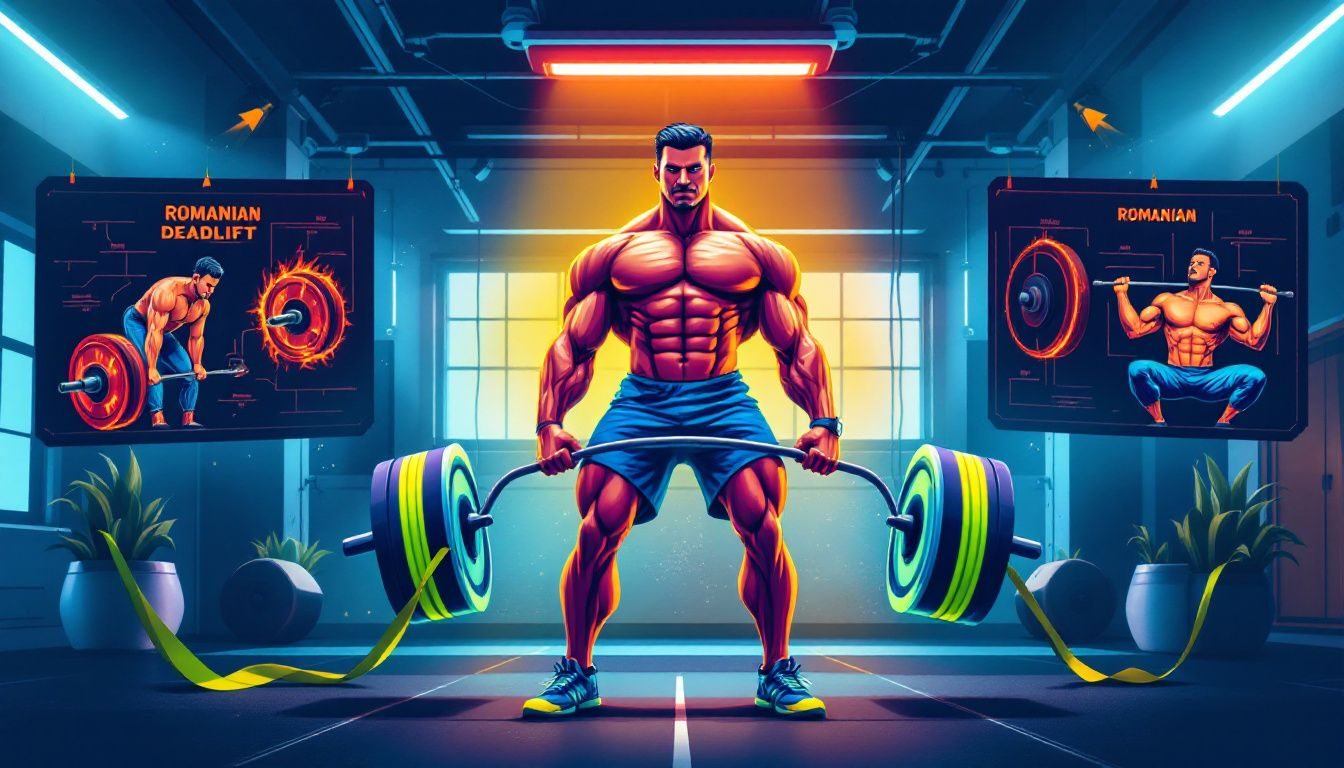 A collage of different deadlift variations, including the barbell, Romanian, and resistance band deadlifts, showcasing various techniques.