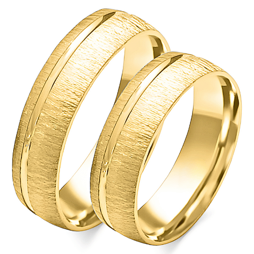 Išskirtinio dizaino platūs vestuviniai žiedai geltono aukso - fashiongold.lt