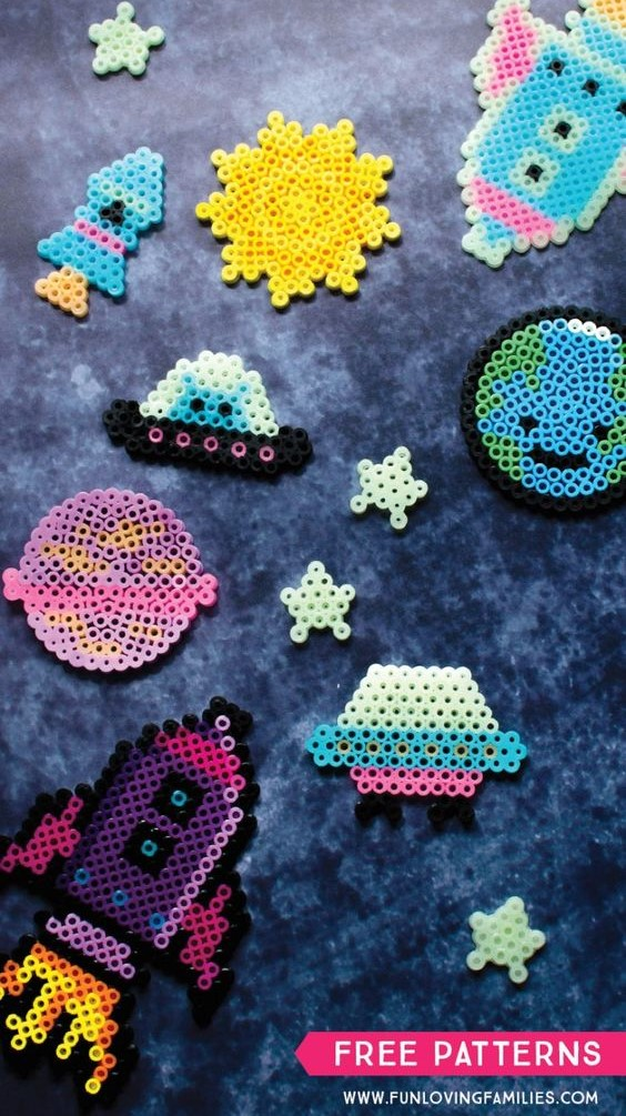fun space shapes use perler beads