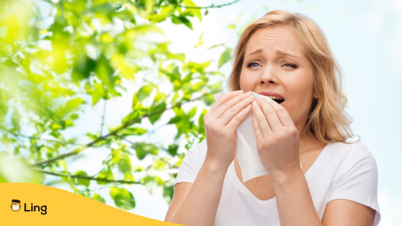 Woman with Tissue Sneezing