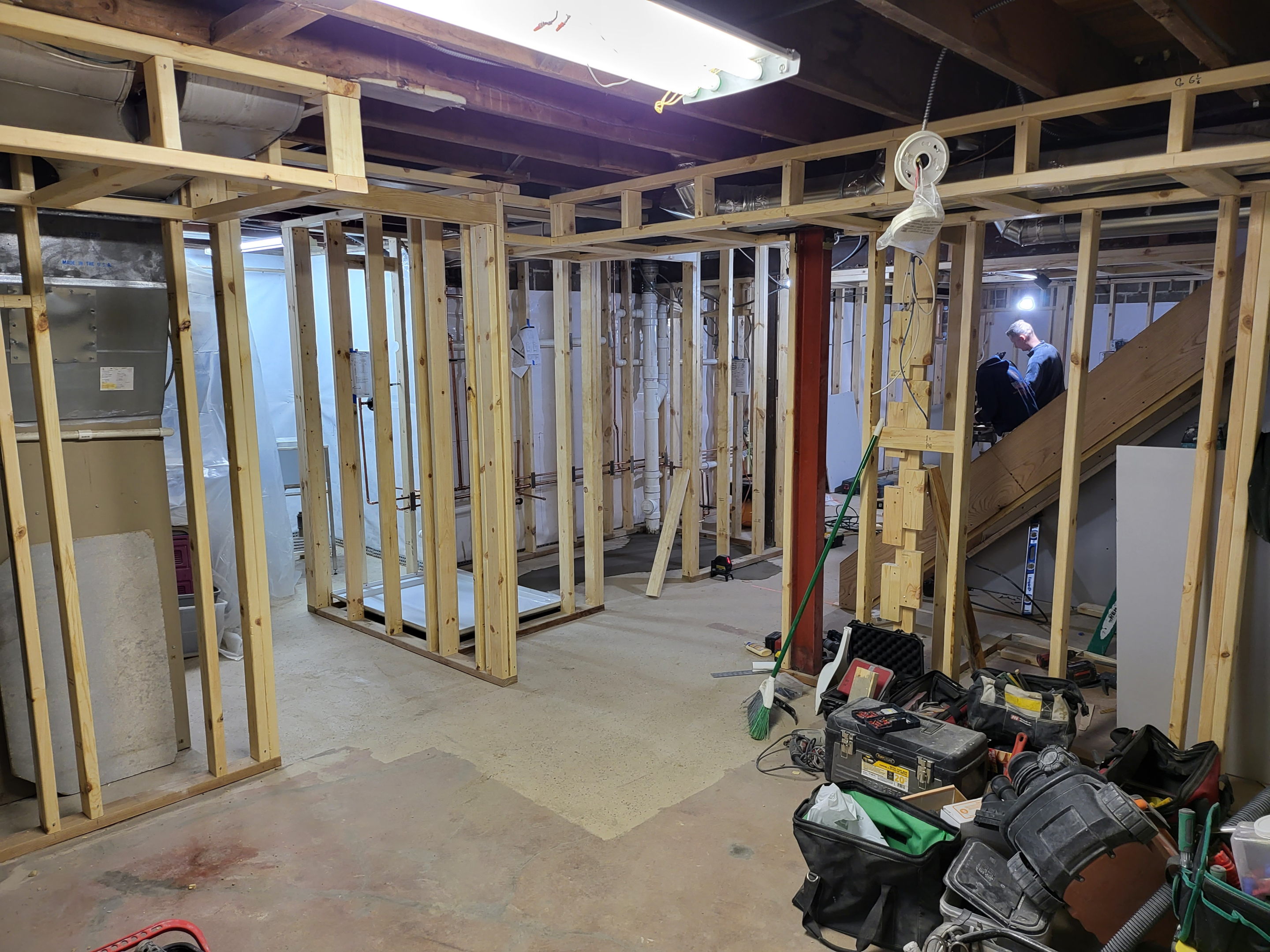 laundry room, local building authority, existing plumbing, unfinished basements, new bathroom fixtures, local building codes,