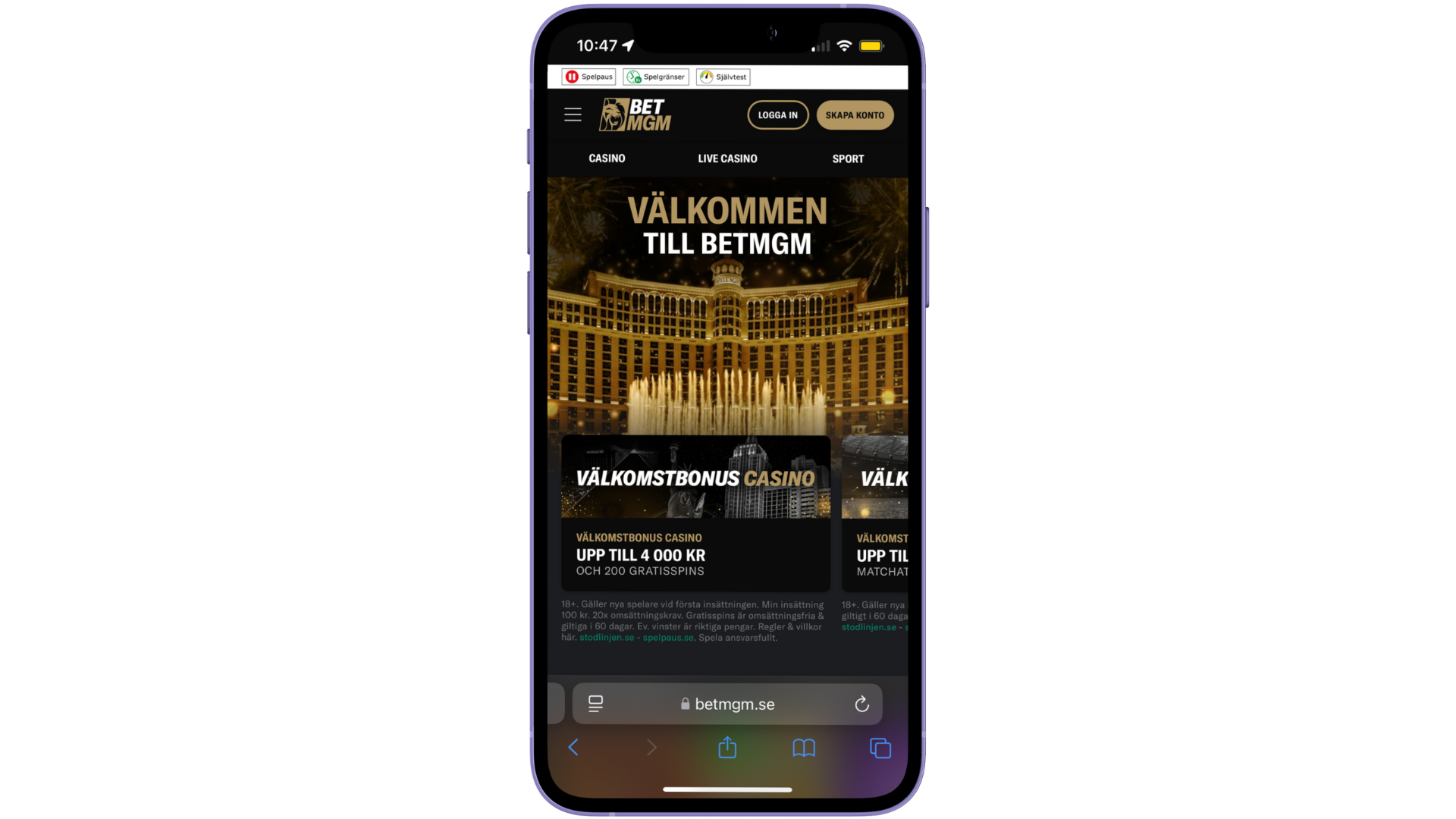 BetMGM i mobilen