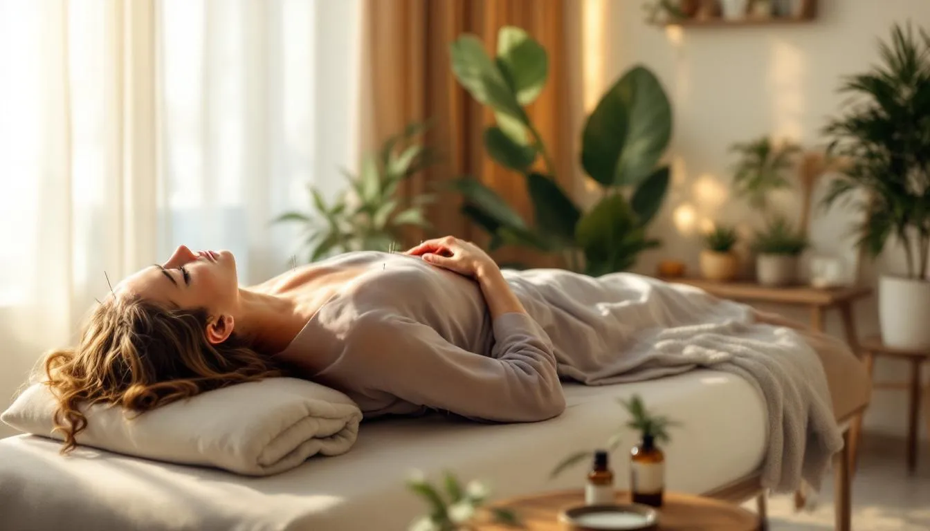 An acupuncture session in North York showcasing a patient receiving treatment.