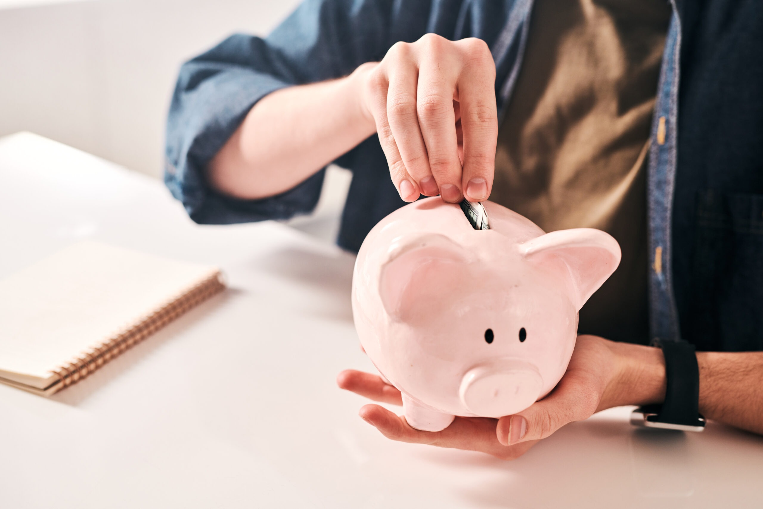 person saving money