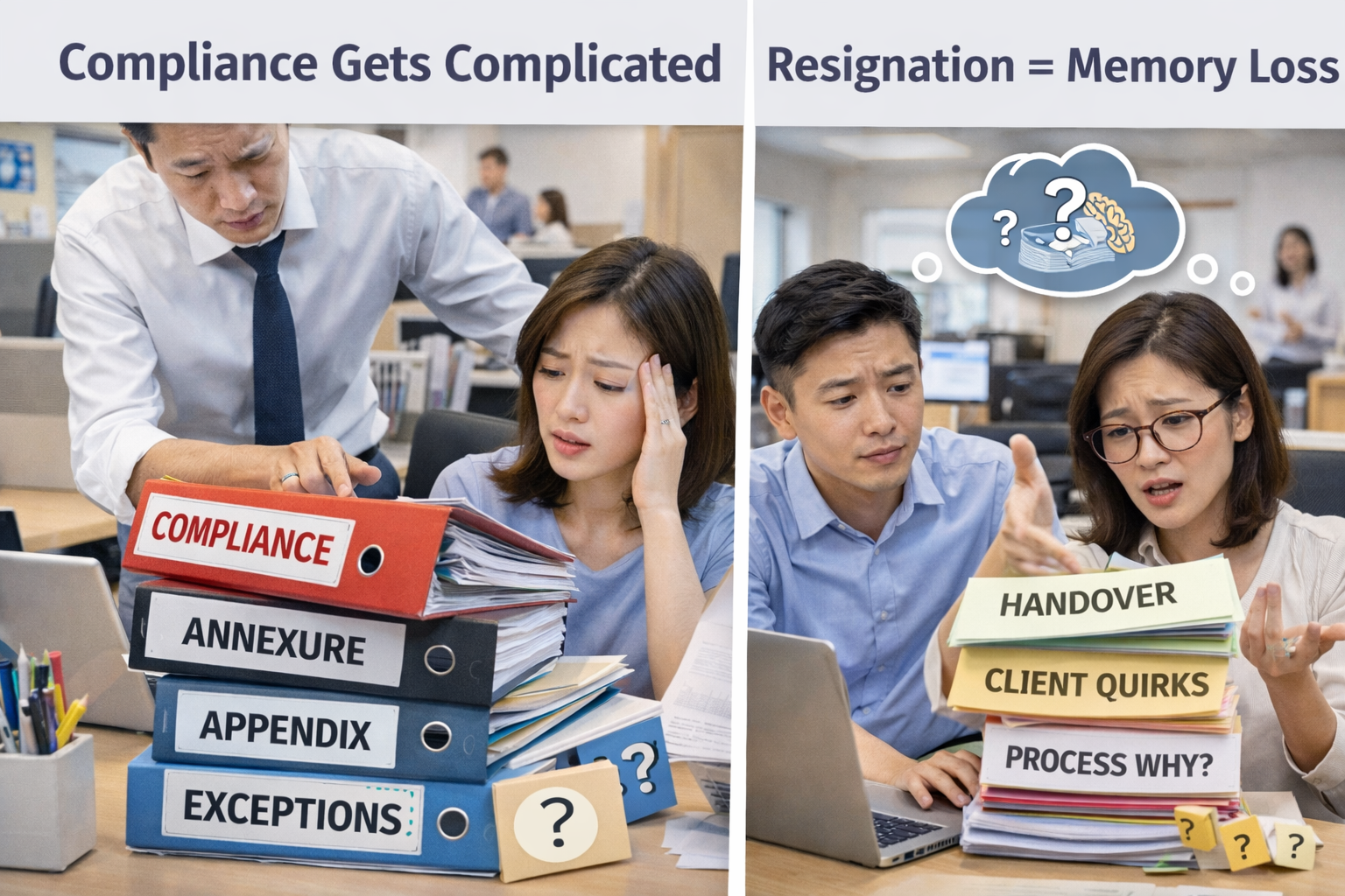 Without a proper knowledge management system, valuable institutional knowledge and tacit knowledge are lost during employee turnover and weak succession planning.
