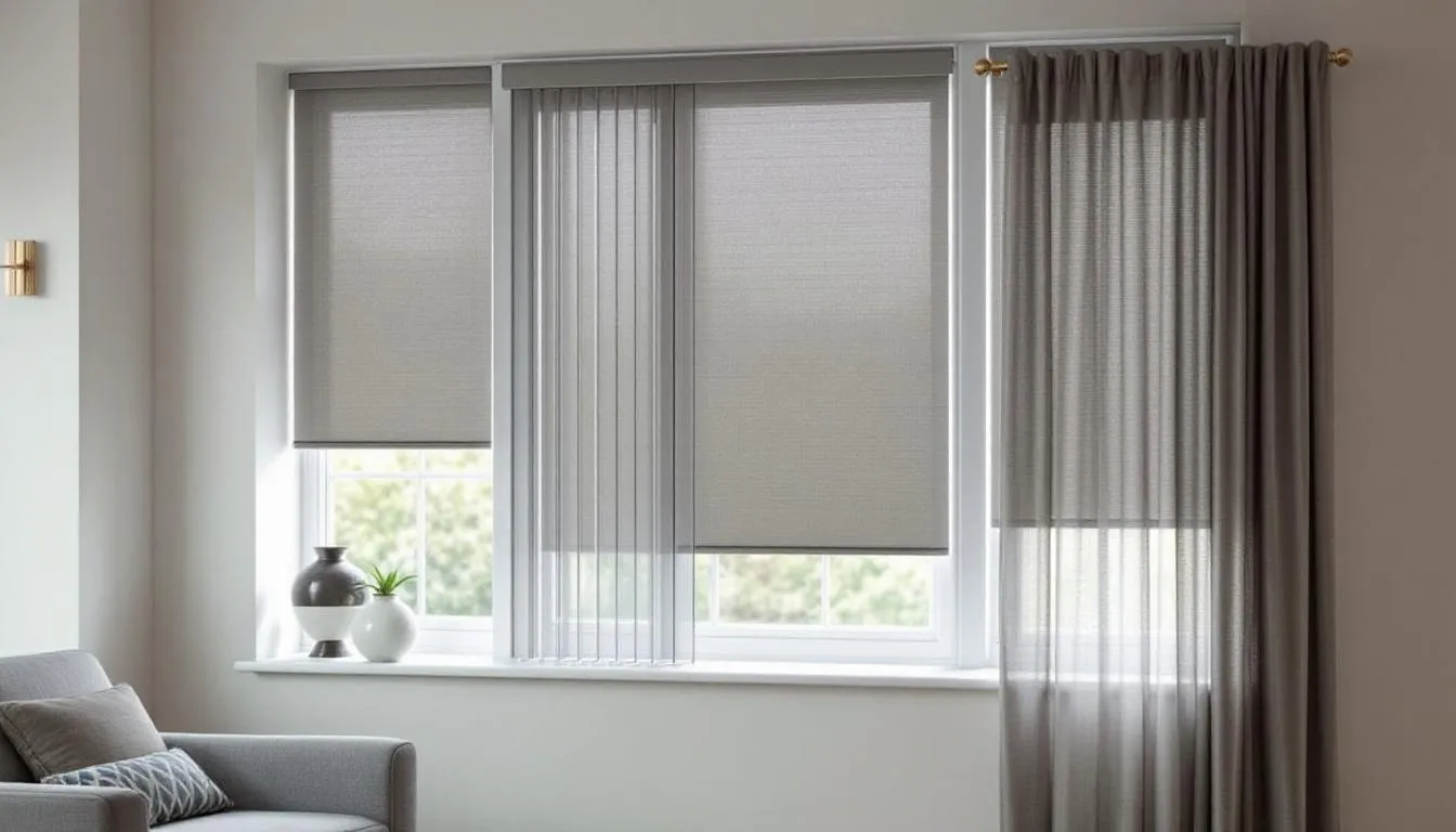 A variety of stylish blinds for windows displayed in a bright room.