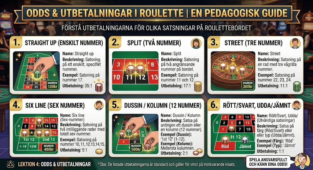 Roulette odds och utbetalningar