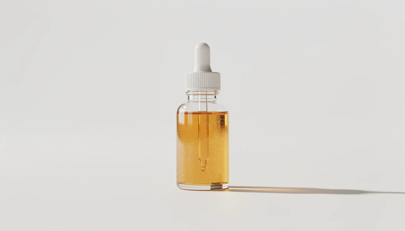 Die Abbildung zeigt eine medizinische Tropfflasche mit goldenem Öl auf einem hellen Hintergrund, das möglicherweise Cannabinoide enthält, die bei Schlafstörungen und anderen Erkrankungen helfen können. Solche Präparate werden häufig in der Cannabinoid-Therapie eingesetzt, um die Schlafqualität und das allgemeine Wohlbefinden zu verbessern.