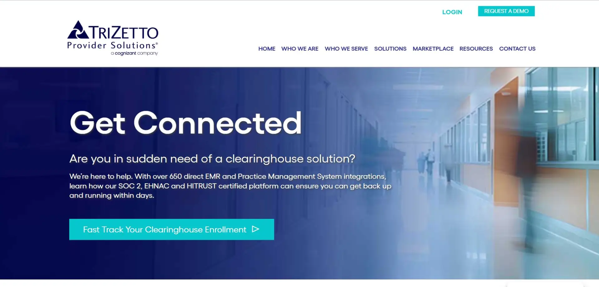 Homepage of TriZetto Provider Solutions website