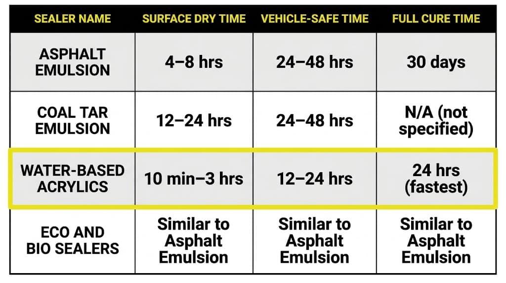 How Long Does Sealcoating Take to Dry? Essential Insights for a Perfect Asphalt Finish 6 Asphalt Sealer Types and Their Typical Dry Times