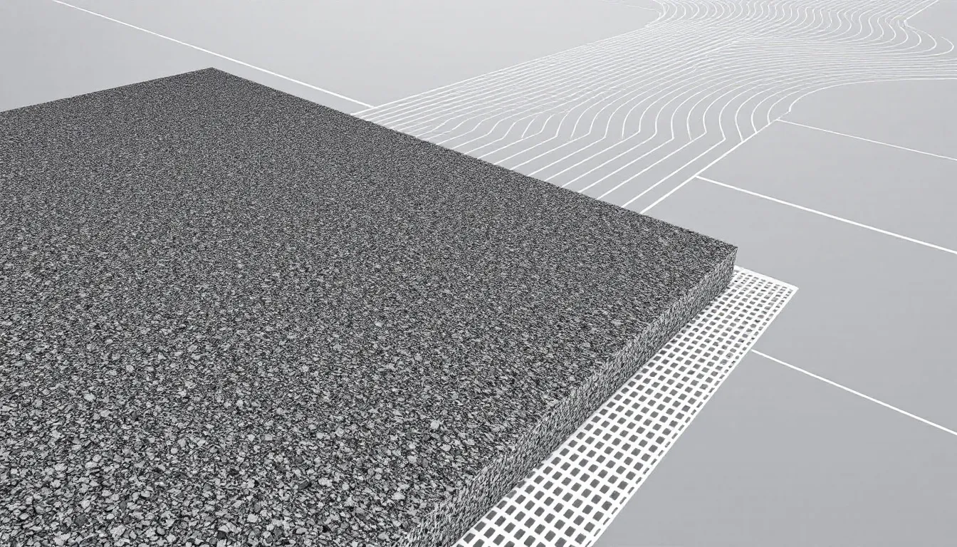 An asphalt surface in a car park, emphasizing durability and low maintenance.