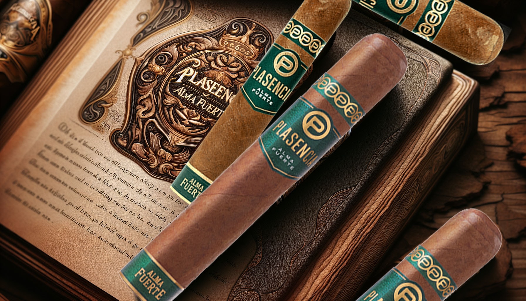 An artistic rendering of the Plasencia Alma Fuerte Sixto I cigar highlighting its unique shape.