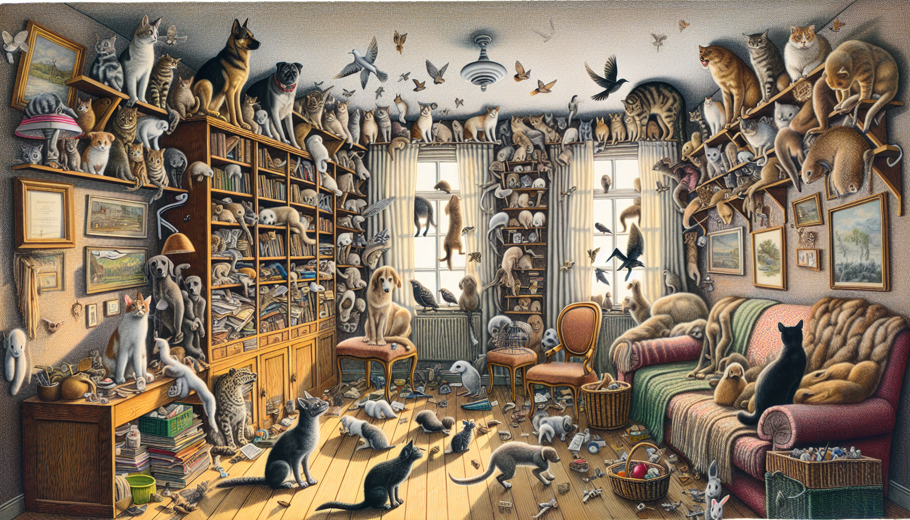 Illustration d'une accumulation excessive d'animaux domestiques dans un espace confiné