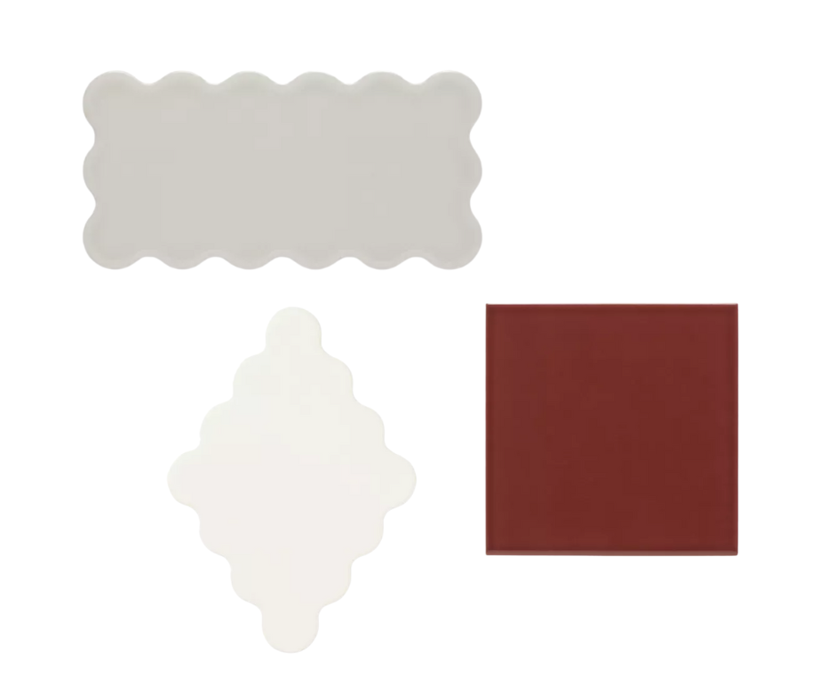 beige, gray, and red tiles pictured above