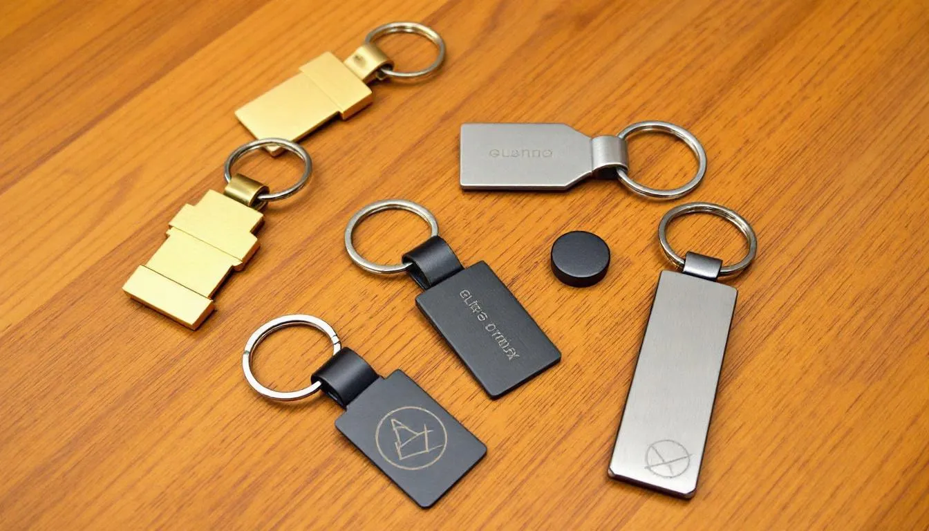 Eleganckie metalowe breloki w różnych wykończeniach jako gadżety reklamowe.