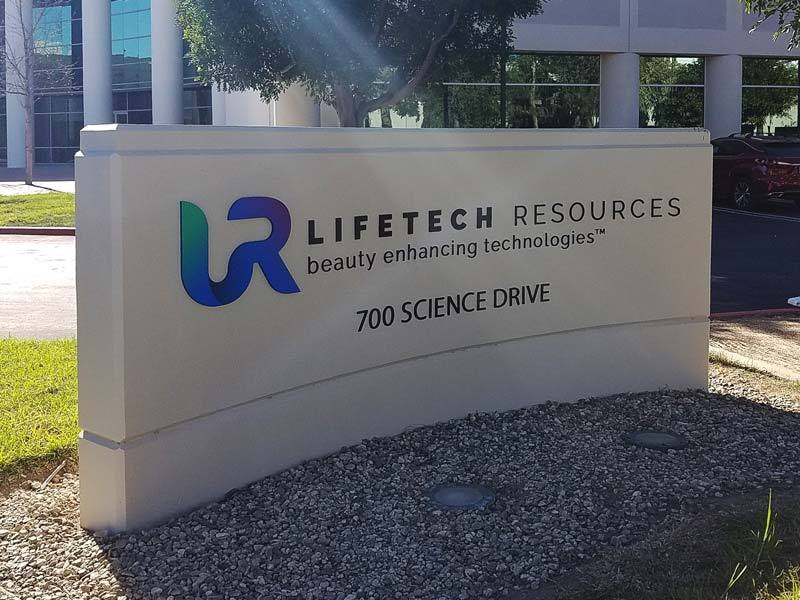 Lifetech Resources dimensional letter monument sign in Moorpark, CA.