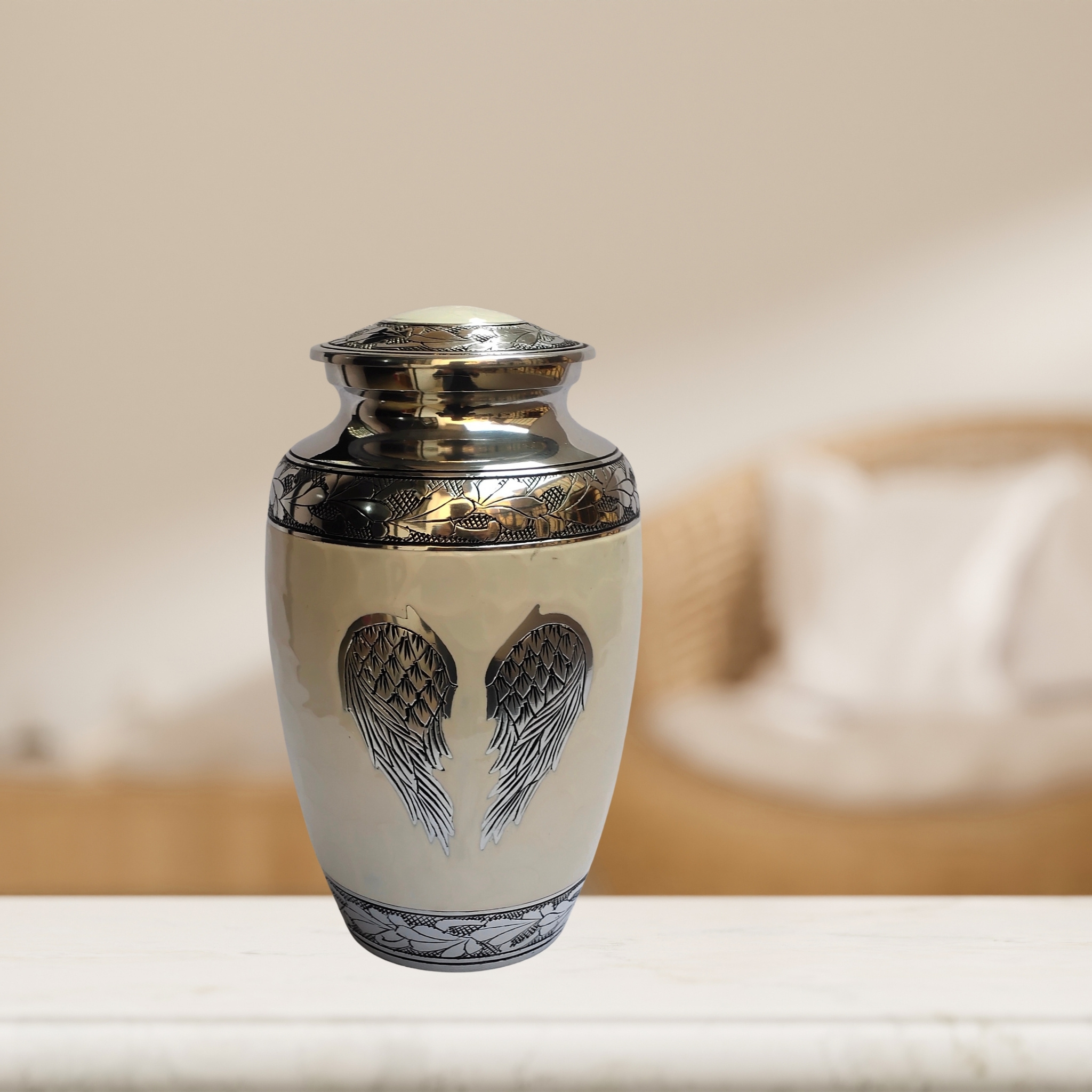 Wings design on an adult cremation urn