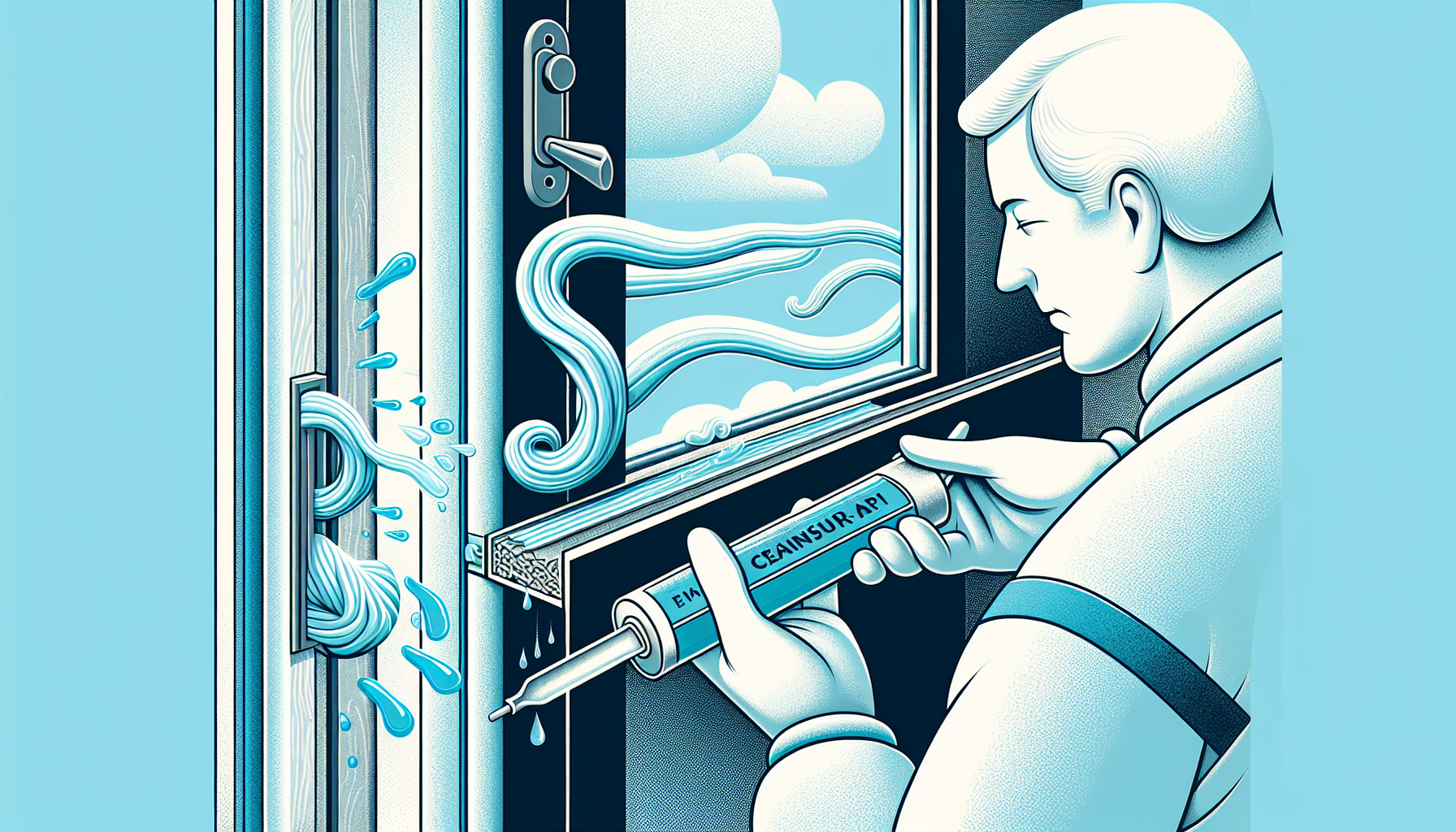 Illustration of caulking and weatherstripping for air sealing