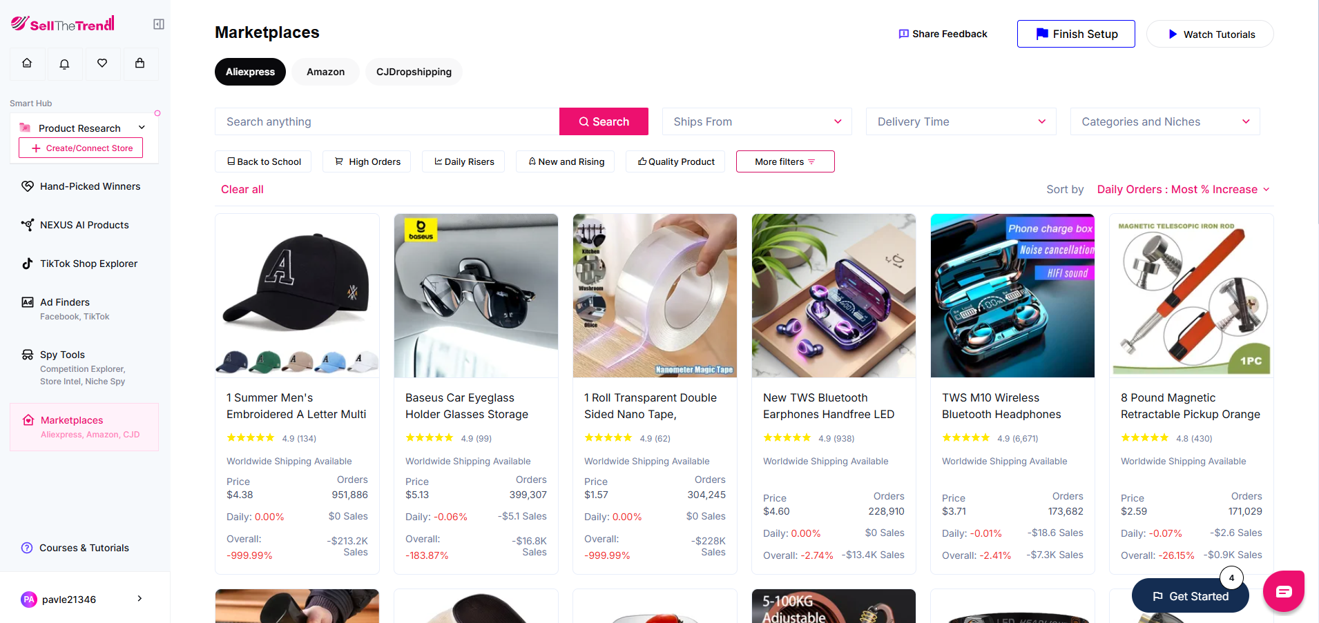 finding dropshipping suppliers using sell the trend