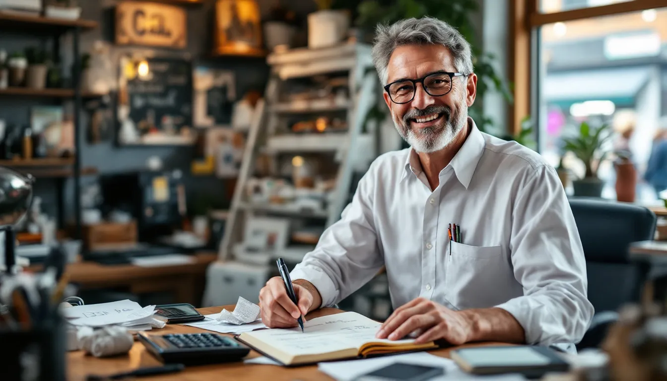 A small business owner is seen collecting payment for an outstanding invoice from a customer, emphasizing the importance of cash flow management and the collections process in ensuring all debts are paid. The interaction highlights the need for effective communication and adherence to debt collection laws.