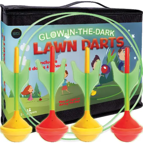 Island Genius Glow in The Dark Lawn Darts Outdoor Yard Game for Kids Teens Adults and Family | Fun Backyard Beach or Tailgate Toss Games for Outside Day or Night