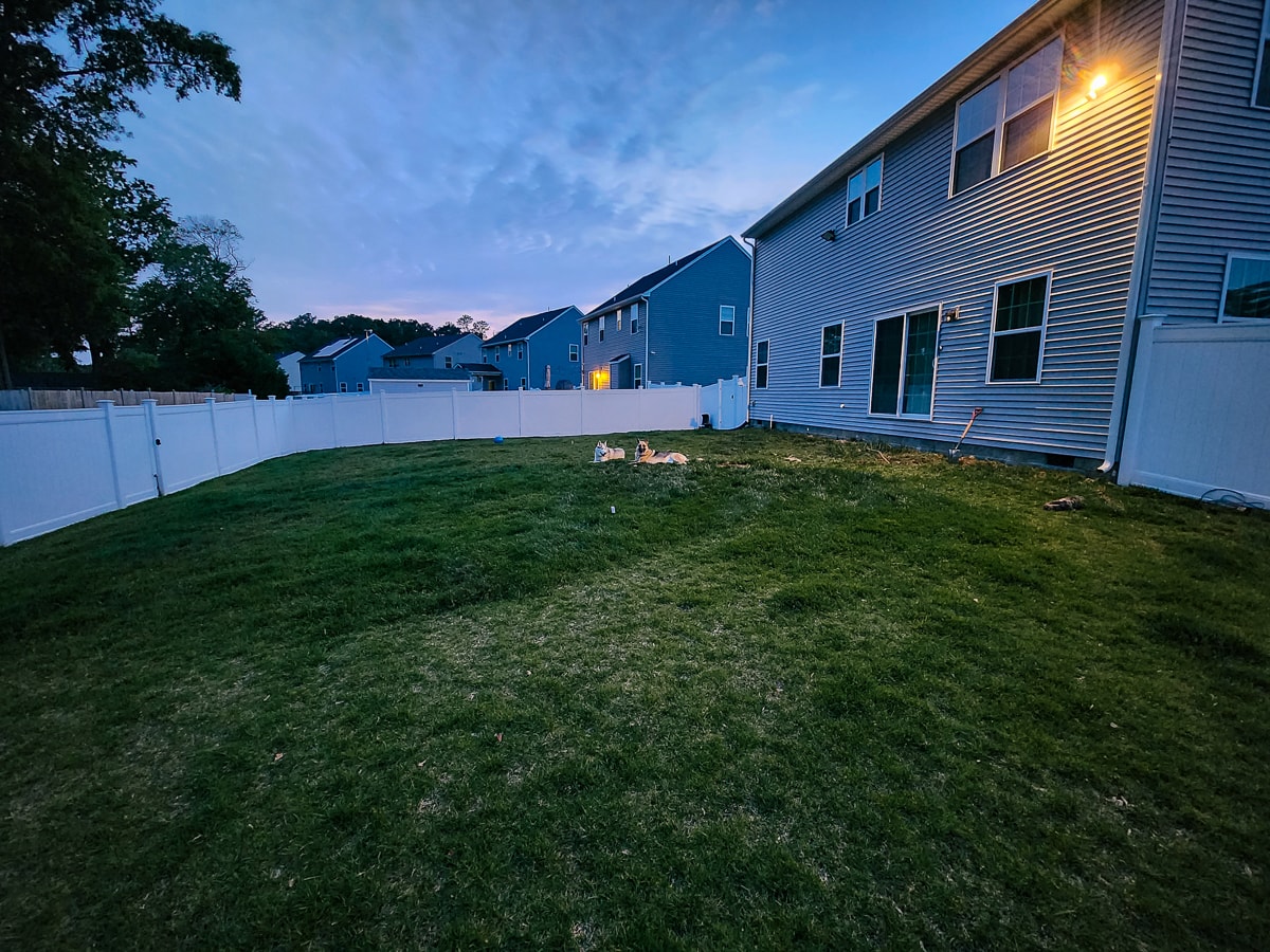 The backyard is empty and ready to build out the new outdoor living space.