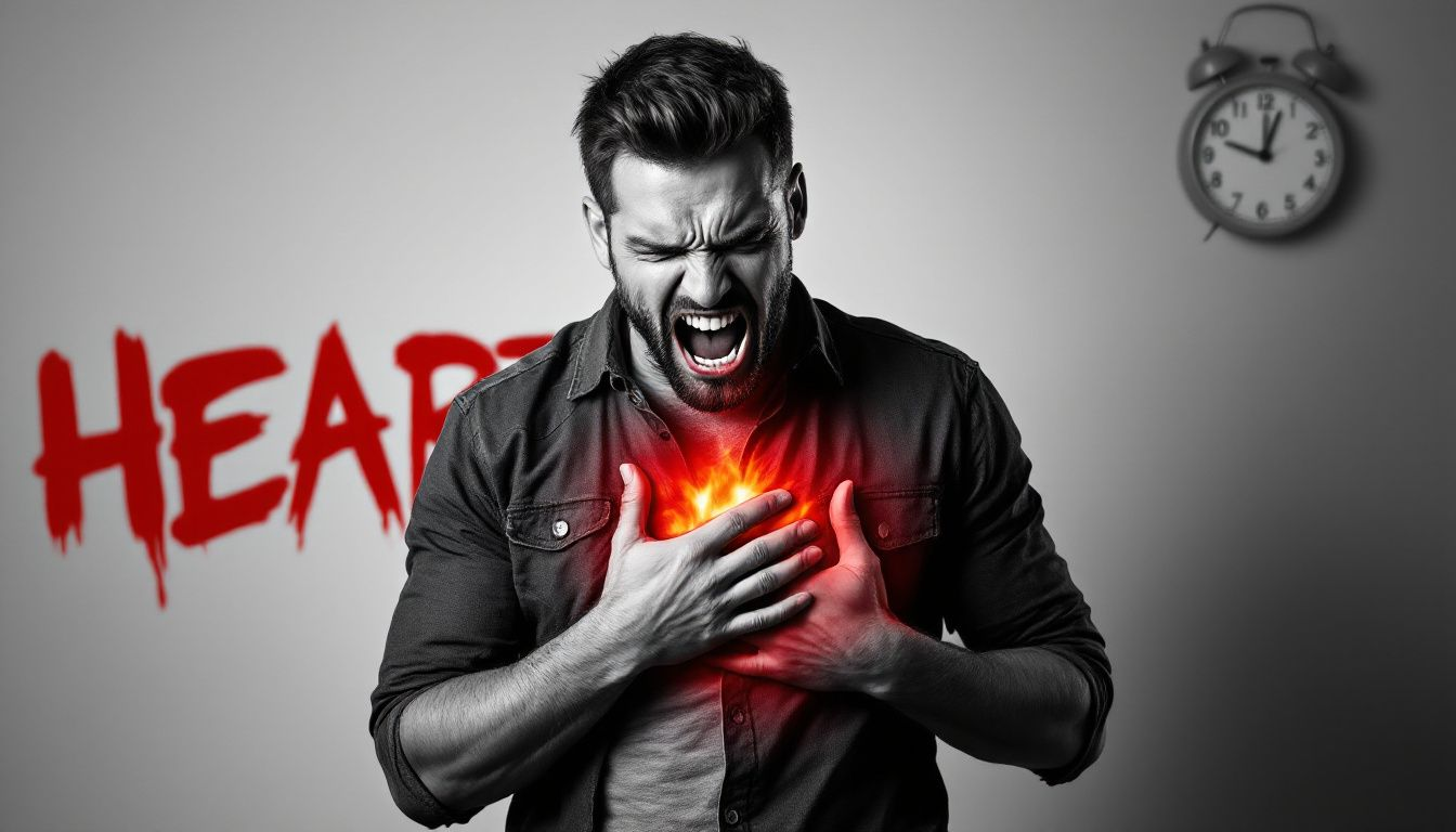 A person experiencing severe chest pain and seeking medical help.