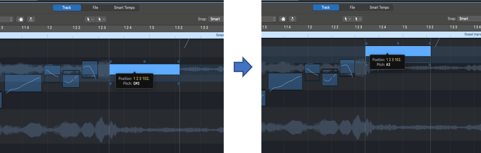 Change the pitch of a note