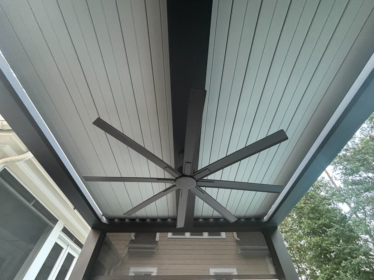 Adding a ceiling fan is an easy custom option when adding a pergola to your backyard.