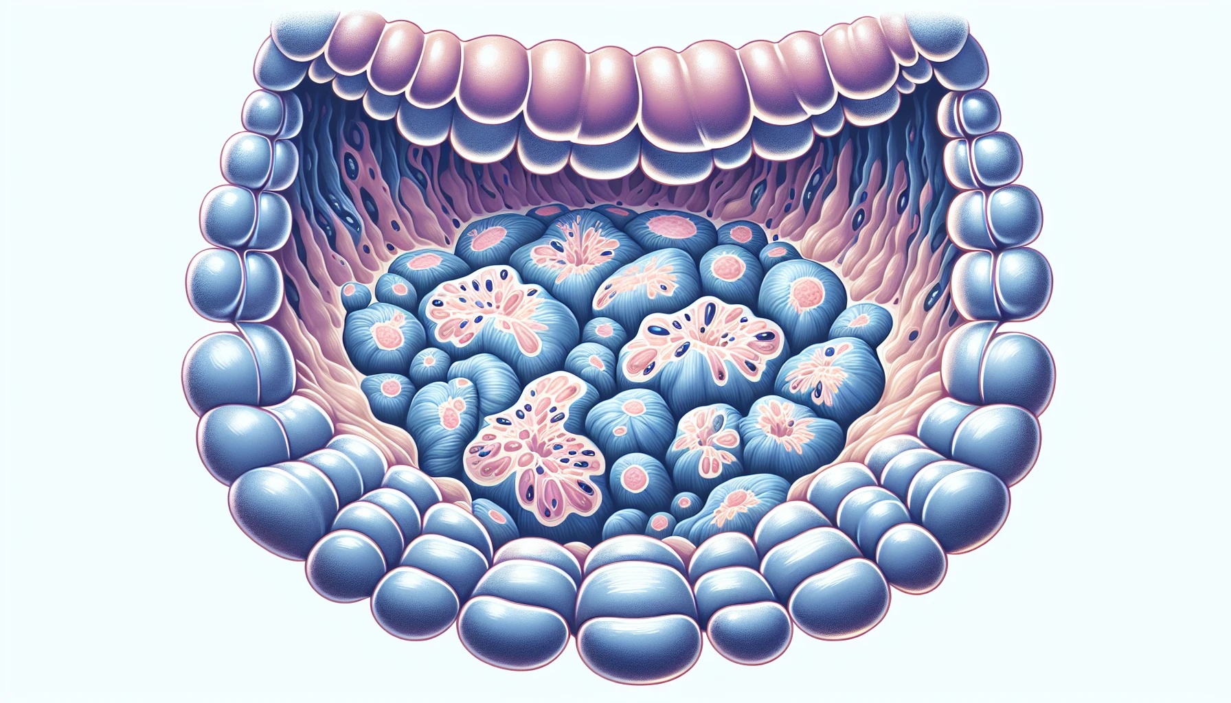 Illustration of colon cancer cells