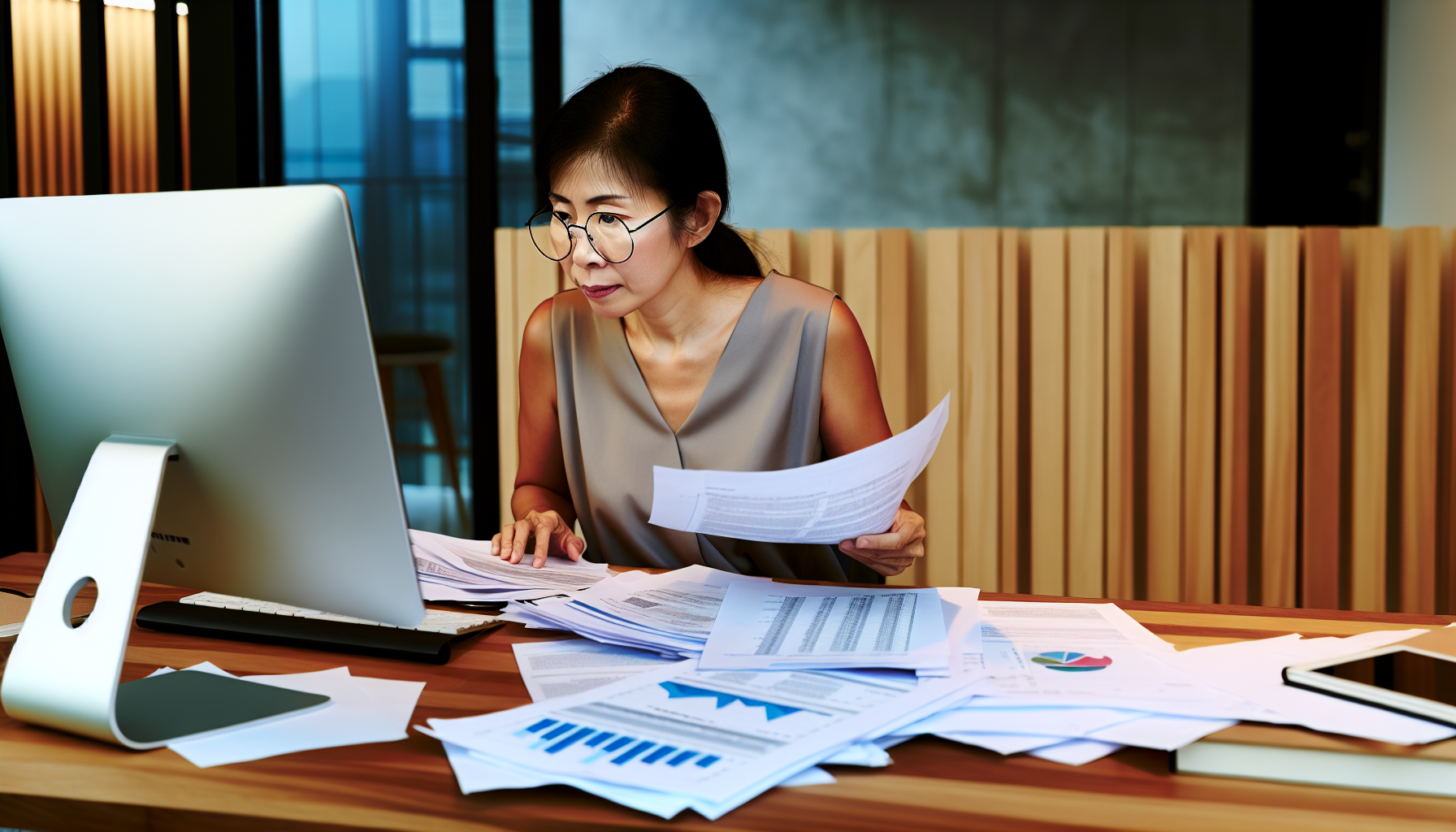 Photo of a person reviewing financial documents and credit reports