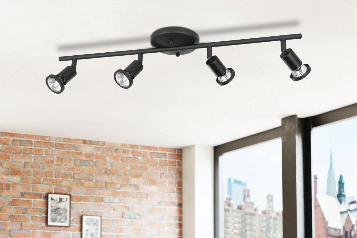 Black Tremendo ceiling light fixtures with adjustable track lighting, offering flexible options for different types of rooms.
