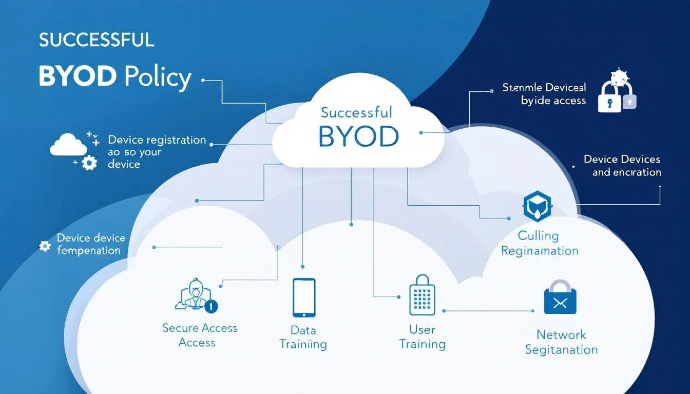 Sch&eacute;ma de mise en &oelig;uvre d'une politique BYOD r&eacute;ussie.