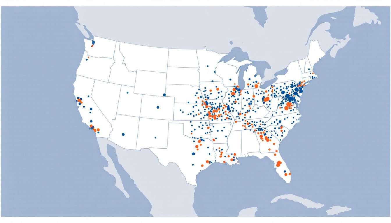 Map showing local bottling facilities across the USA.