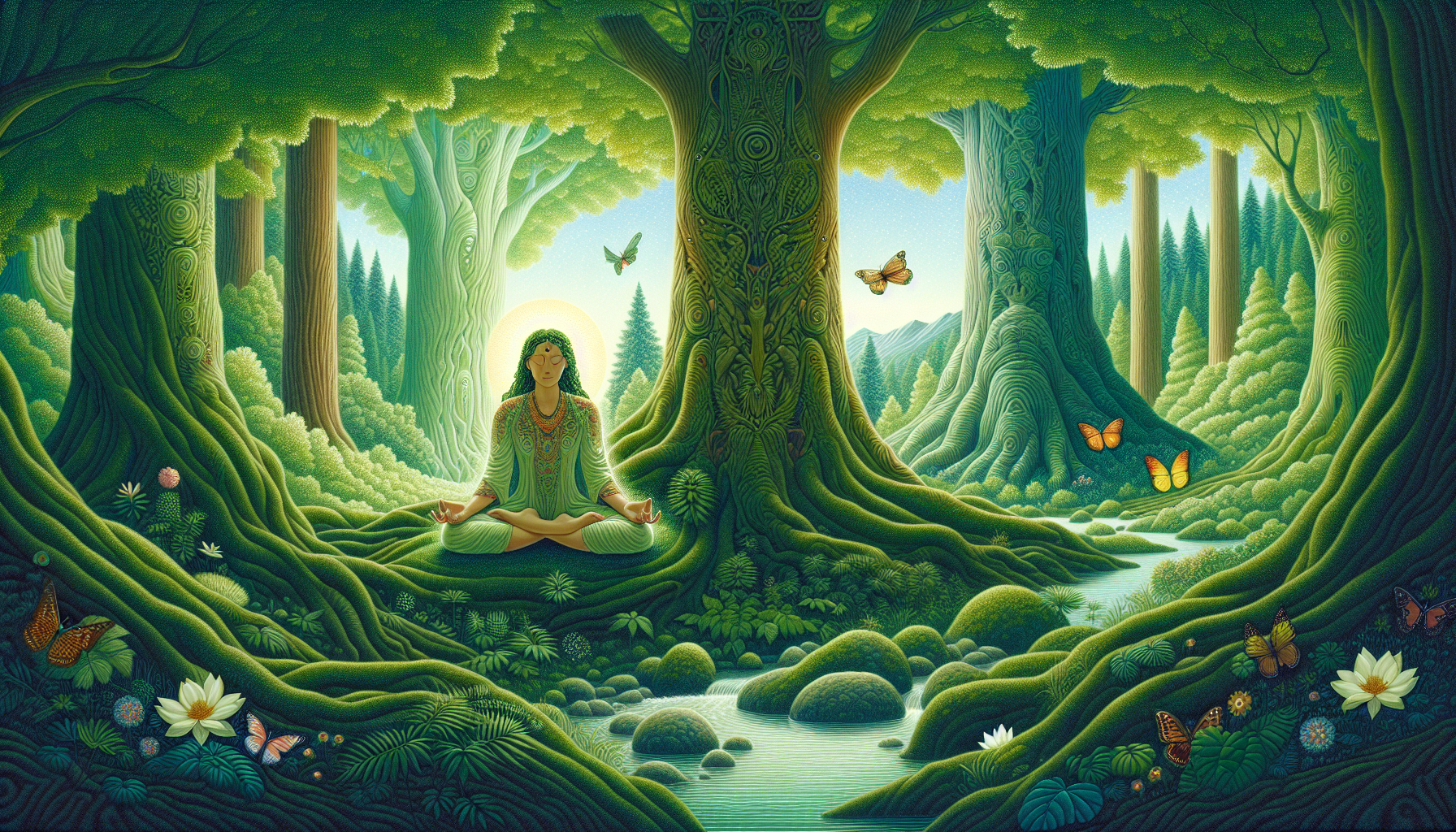 Illustration of a person practicing mindfulness and meditation