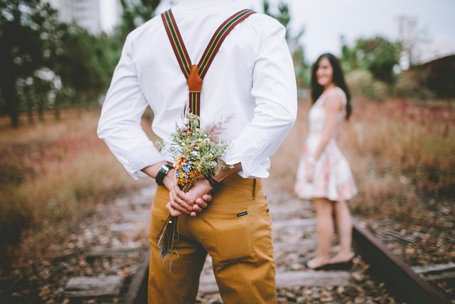 bouquet, surprise, couple