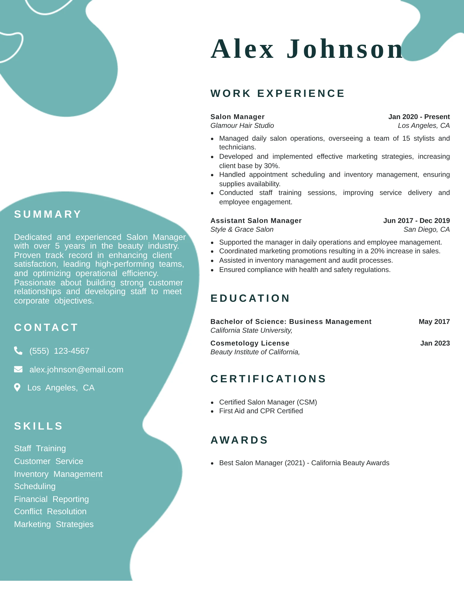 Salon Manager Resume Examples And Expert Writing Tips My Resume Star Salon Manager Resume Examples And Expert Writing Tips My Resume Star