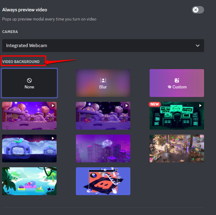 Picture showing the video background feature on Discord