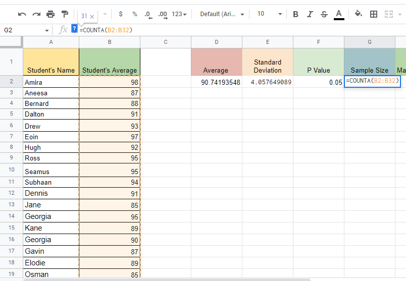 Count the sample data.