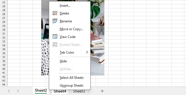 Right-click on sheet name
