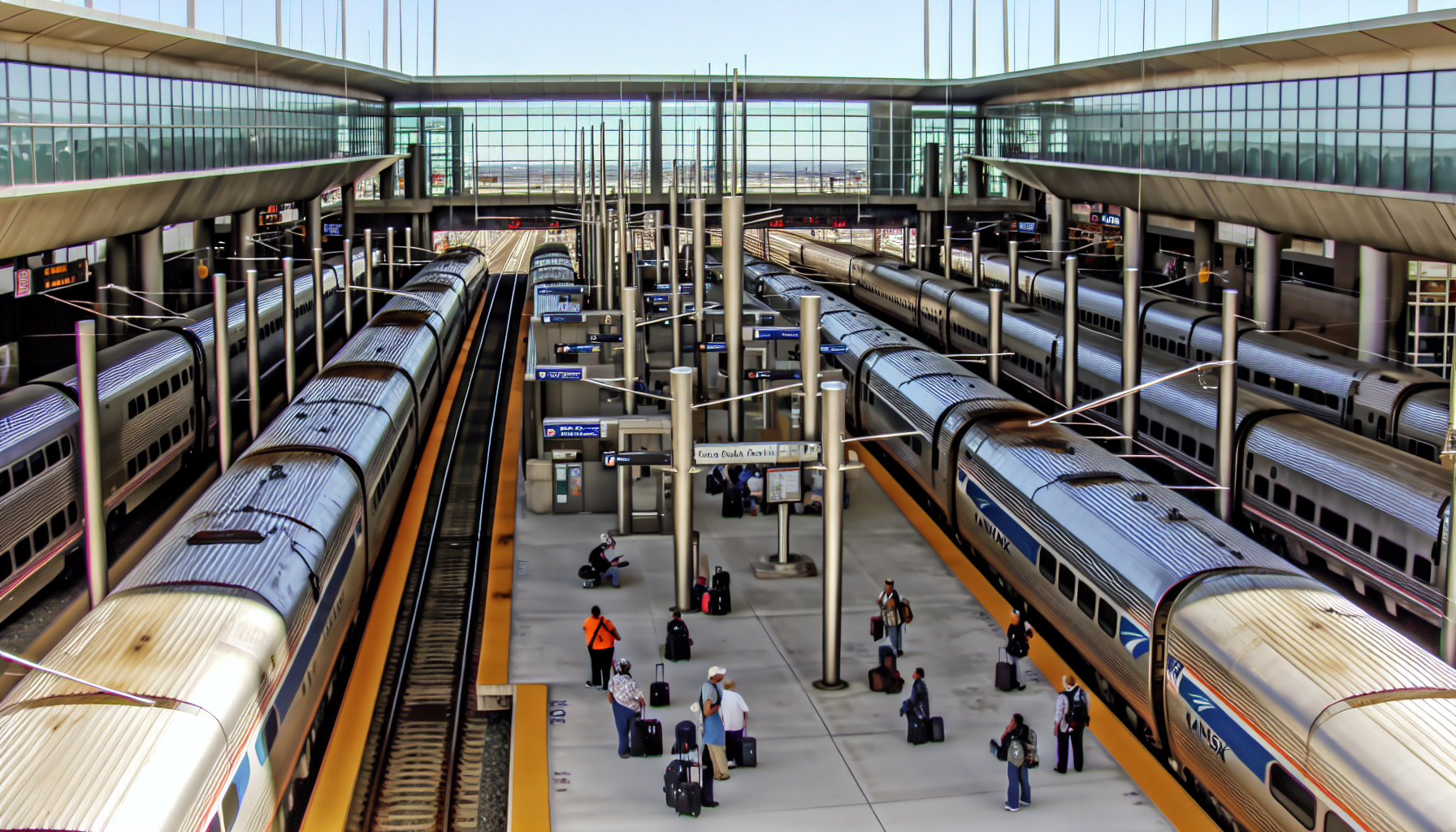 Amtrak and NJ Transit trains heading to 30th Street Station