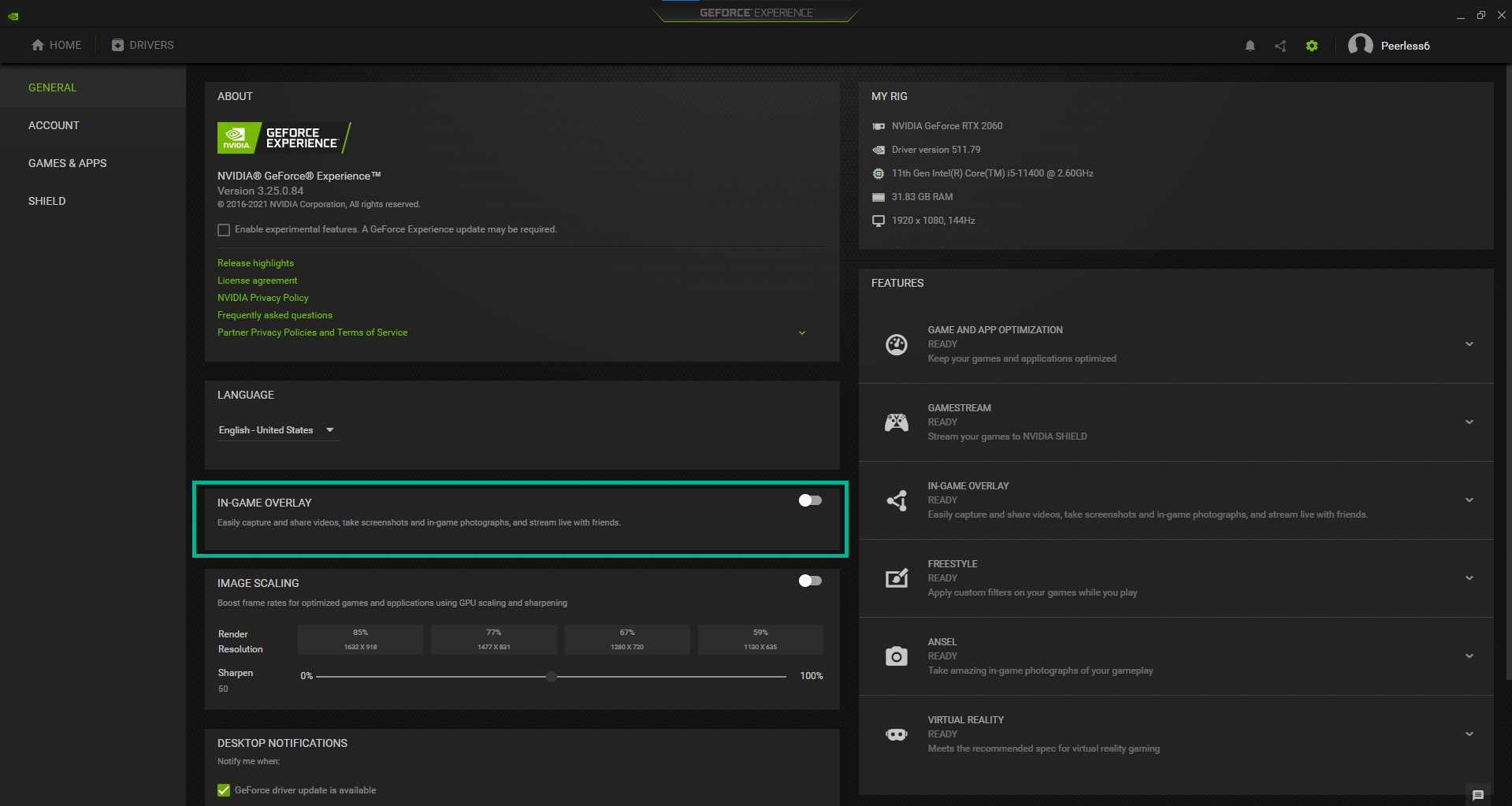 Disabling NVIDIA GeForce Experience overlay