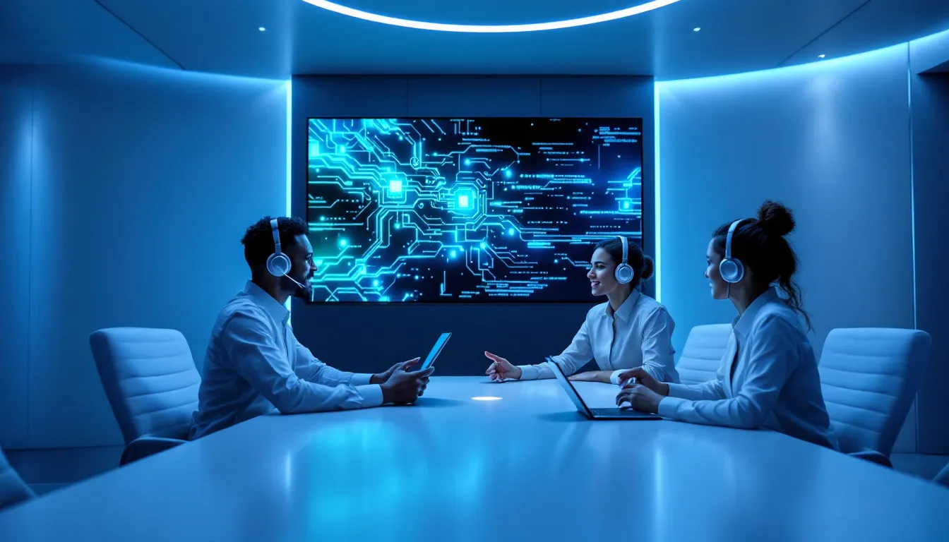 A training session for call center agents focusing on VoIP technology.