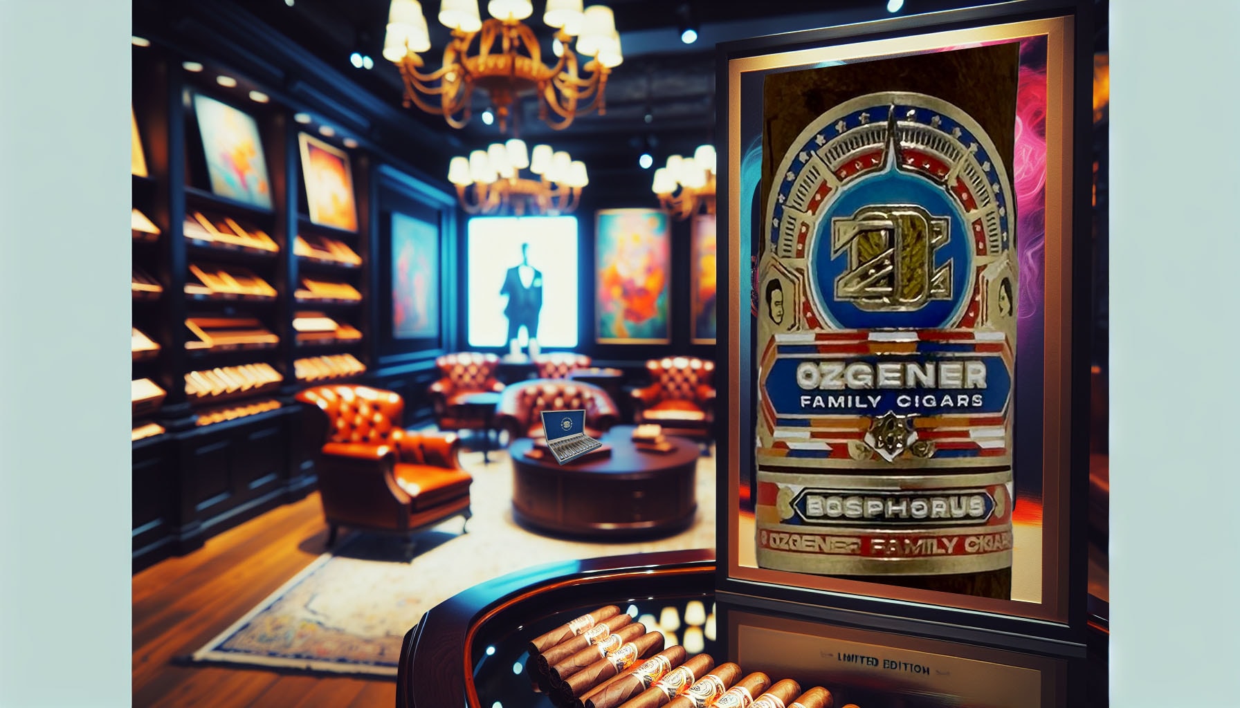 An artistic representation of the limited edition Laguito No. 6 cigars.