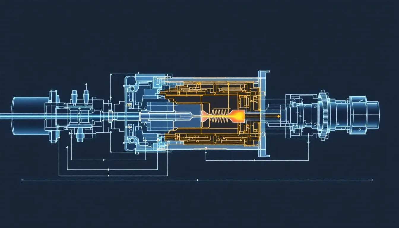 An illustration of the injection molding process in action.