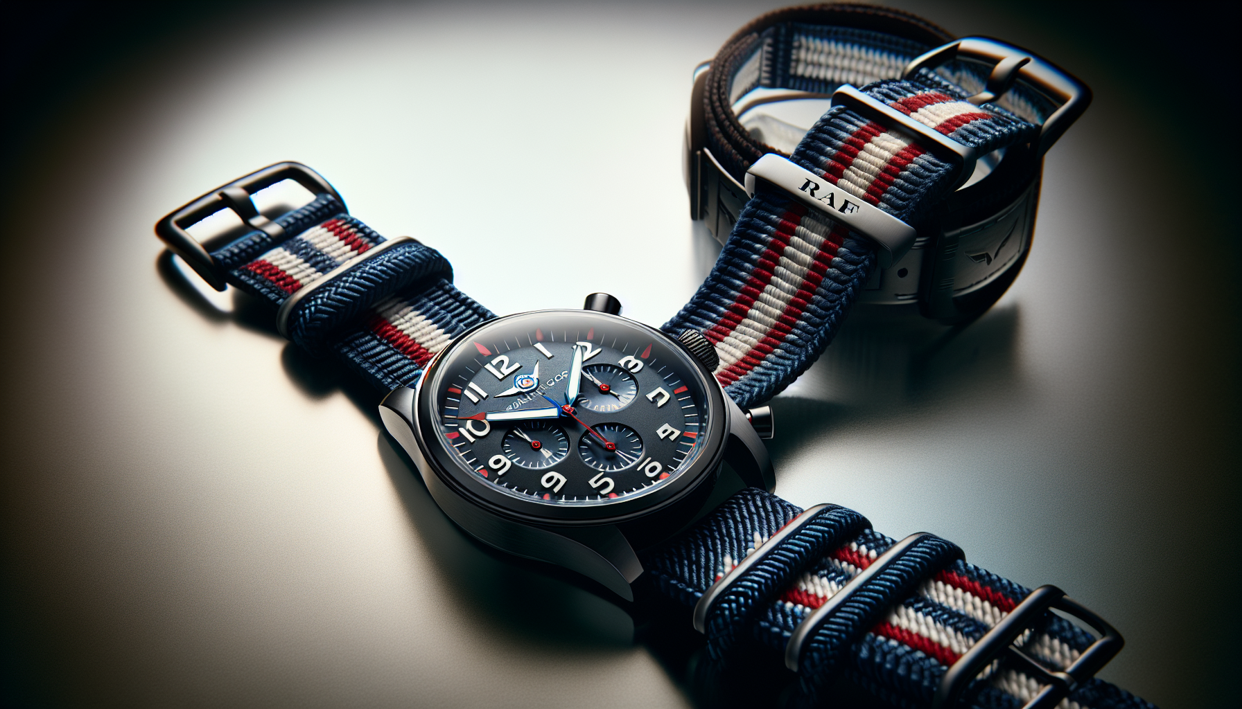 Stylish combination of RAF watch strap and watch