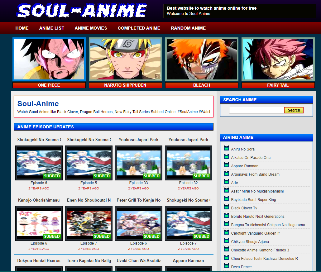 soul anime home page
