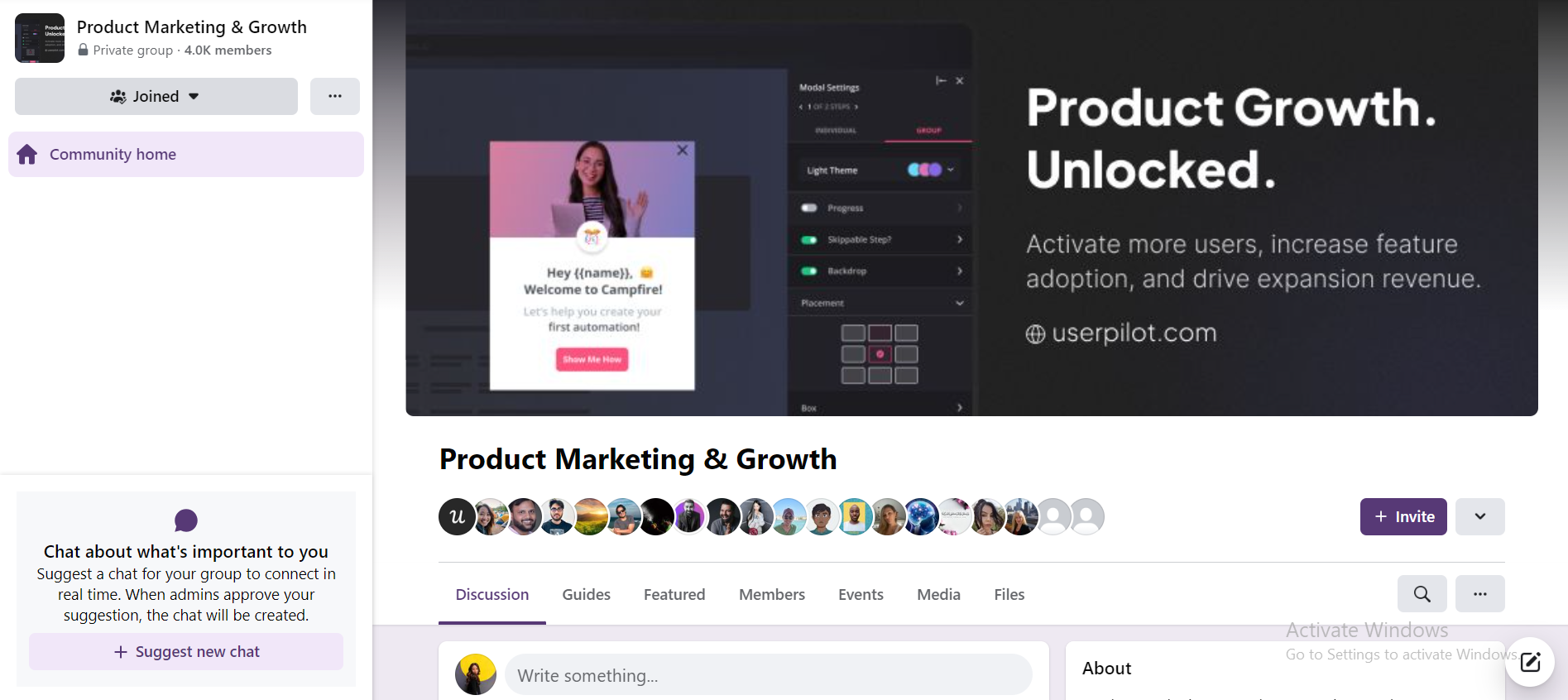 Userpilot’s Product Marketing & Growth Facebook group.