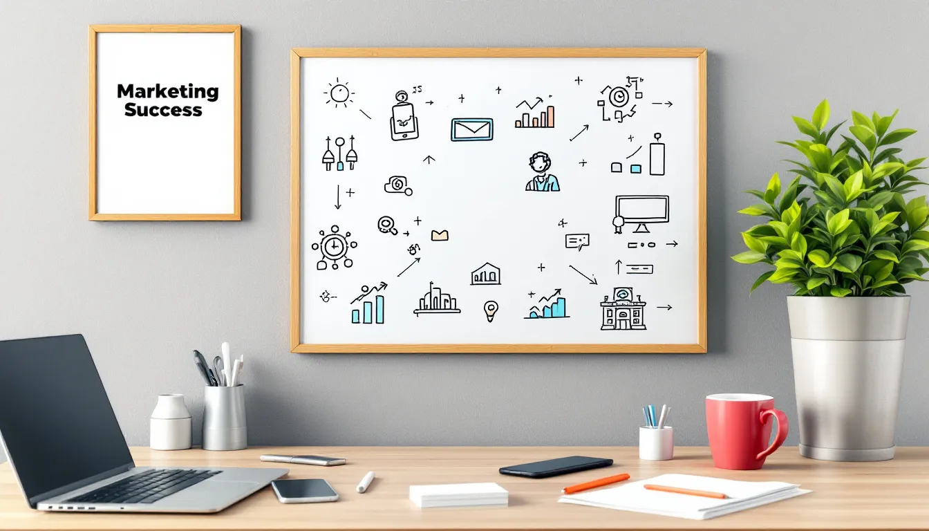 The image illustrates the various benefits of hiring a marketing agency, showcasing elements like digital marketing services, SEO strategies, and social media management that can enhance online visibility and drive traffic for businesses. It emphasizes the importance of a dedicated marketing team in achieving business goals and boosting sales through effective campaigns.